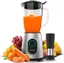 Cecotec Batidora de Vaso Power Black Titanium 2000MAX Inox Pro, 1800W, 27800 RPM, 8 Cuchillas de Titanio, Jarra de Vidrio 1,8L, 2 Velocidades + Pulse, Pica Hielo